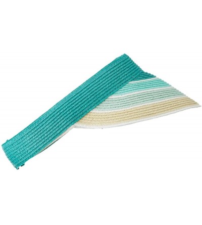 Visors Colorful Striped Brim Paper Braid Visor - Turquoise W39S49C - C511E8U1FVD $16.48