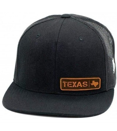 Baseball Caps 'Texas Native' Leather Patch Hat Flat Trucker - Black - C118IGQCZ4R $32.13