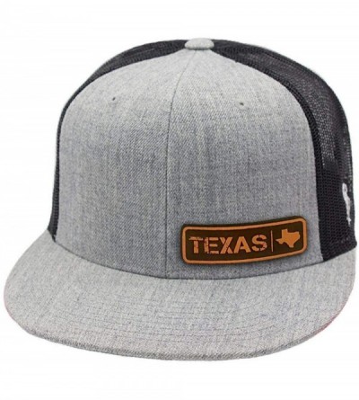 Baseball Caps 'Texas Native' Leather Patch Hat Flat Trucker - Black - C118IGQCZ4R $32.13