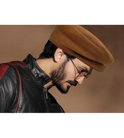 Newsboy Caps Leather Hats for Men - Leather Beret Ivy Cap Flat Hat Driving Cap - Leather Newsboy Hats for Men - C4192WNZH54 $...