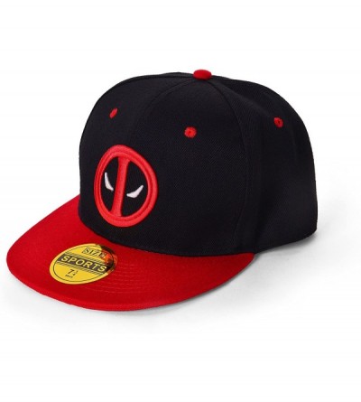 Baseball Caps Deadpool Baseball Cap Hip-hop Snapback Hat - Black - Red - CI12JZONBUJ $11.28