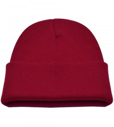 Skullies & Beanies Knit Hat USA Sport Winter Hats Red Watch Cap Beanie Red Hat Caps Dark Red - CK12J0HRB3T $9.07