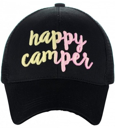 Baseball Caps Ponycap Color Changing 3D Embroidered Quote Adjustable Trucker Baseball Cap - Happy Camper- Black - C718D8UU3AN...