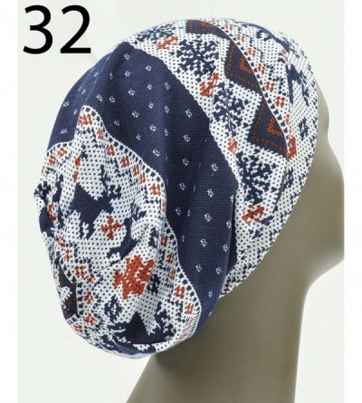 Skullies & Beanies Mosaic Patterned Beanie with Chevron Snowflakes Winter Style Fashion Hat Cap Beanie - Navy Reindeer love 3...