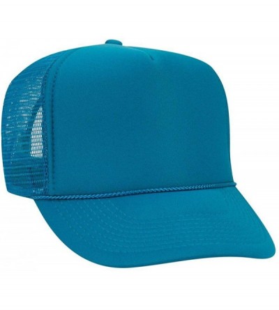 Baseball Caps Polyester Foam Front 5 Panel High Crown Mesh Back Trucker Hat - Turquoise - CL12EXF2331 $8.84