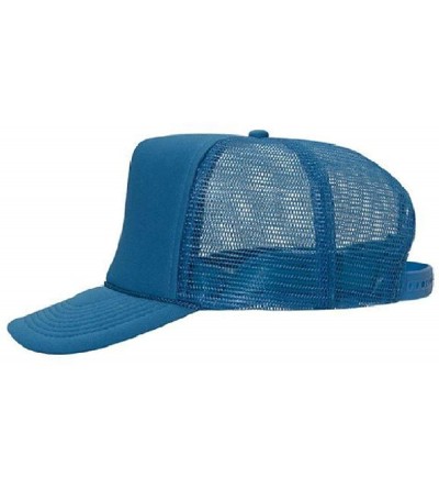 Baseball Caps Polyester Foam Front 5 Panel High Crown Mesh Back Trucker Hat - Turquoise - CL12EXF2331 $8.84