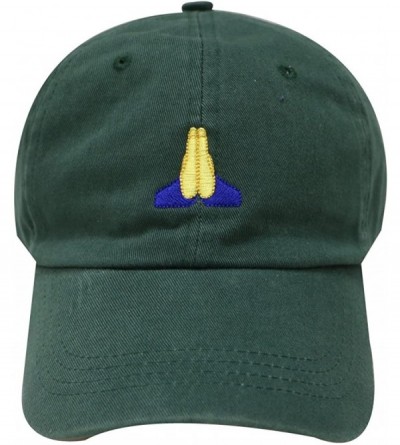 Baseball Caps Pray Emoji Cotton Baseball Cap Dad Hats - Hunter Green - CX12JQZSOI1 $13.70