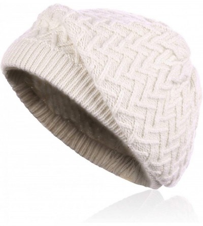 Berets Merino Wool Beret Hat - Women Knitted Braided Crochet Chic French Beanie - Apricot - C118INOAXKY $14.60