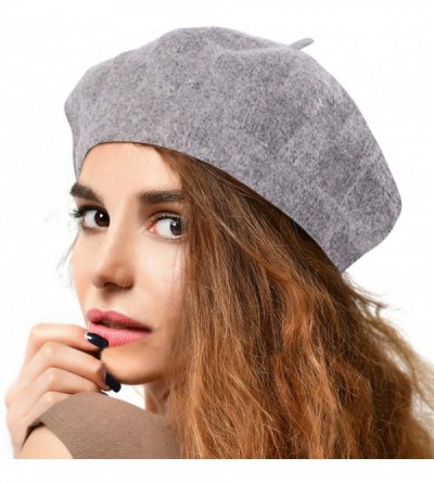 Berets Knit Berets for Women Winter Chic Skull Caps Slouchy Beanie Hat - Br016-gray - CC18A0KW8YR $11.30