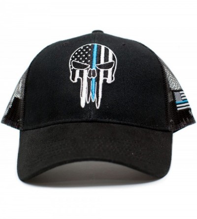 Baseball Caps Punisher Skull Thin Blue Line USA Flag Adult One-Size Cap Hat Black - C212O4X3ICQ $11.92