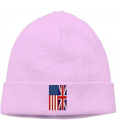 Skullies & Beanies Soft Knit Cap for Mens and Womens- British American Flag Stocking Cap - Pink - C418K5QLX5A $13.84