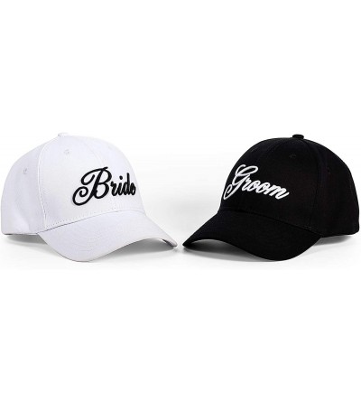 Baseball Caps Adjustable Baseball Hat Cap- Bride and Groom Baseball Cap hat - White & Black - CB18AQUXREM $15.13