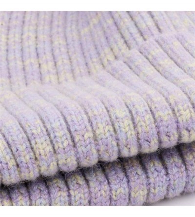Skullies & Beanies Heather Knit Beanie for Women & Men - Thick Soft Warm Winter Hat - Slouchy Wool Beanie - Mix Violet - C118...