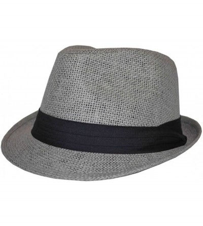 Fedoras Men's Straw Fedora Gray With Black Band 62cm 2xl - CL186R5LE3Z $22.43