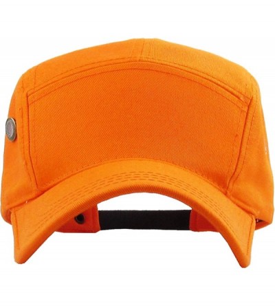Baseball Caps Five Panel Solid Color Unisex Adjustable Army Military Cadet Cap - Orange - CK11JEBOH8T $10.59