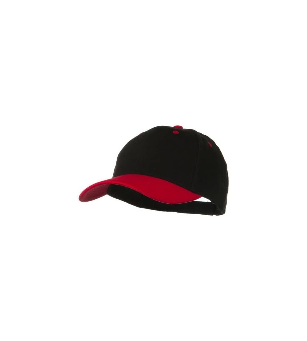 Baseball Caps 2 Tone Brushed Bull Denim Mid Profile Cap - Red Black - CI11918D6FZ $10.83