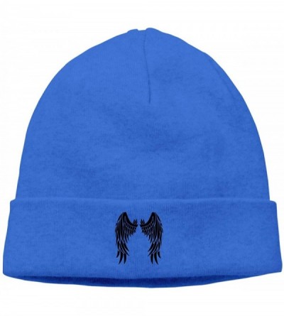 Skullies & Beanies Hip-Hop Knitted Hat for Mens Womens Evil Angel Wings Unisex Cuffed Plain Skull Knit Hat Cap Head Cap - Blu...