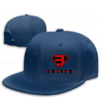 Baseball Caps Unisex Eminem Baseball Cap Flat Bill Hip Hop Hats Adjustable Snapback - Navy - CC18YY68R0X $12.26