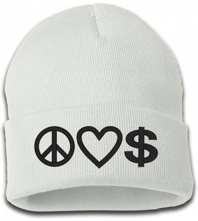 Skullies & Beanies Peace Love Money- Worm Winter Beanies - White - CO11QK31UJD $17.28
