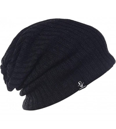 Skullies & Beanies Large Beanie for Men Winter Oversized Knit Cap Womens Slouchy Hat B309 - Dark Gray - CS18Z8WIL3I $10.44