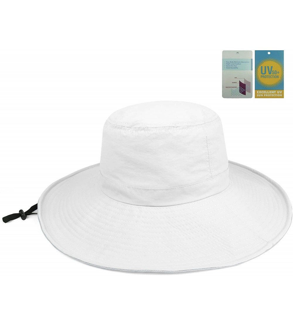 Sun Hats Women's Taslon UV Wide Brim Bucket Hat - White - CL11LV4GO5L $16.16