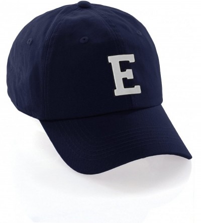 Baseball Caps Customized Letter Intial Baseball Hat A to Z Team Colors- Navy Cap Black White - Letter E - C318ET725EN $12.64