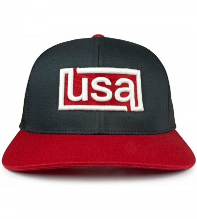 Baseball Caps USA Mesh Trucker Hat (Snapback Baseball Cap) USA Hat - Sun Protection - Navy/Red - C918U6Y3H3Q $22.57