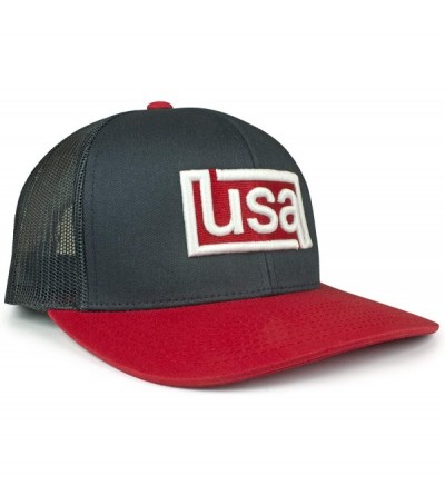 Baseball Caps USA Mesh Trucker Hat (Snapback Baseball Cap) USA Hat - Sun Protection - Navy/Red - C918U6Y3H3Q $22.57