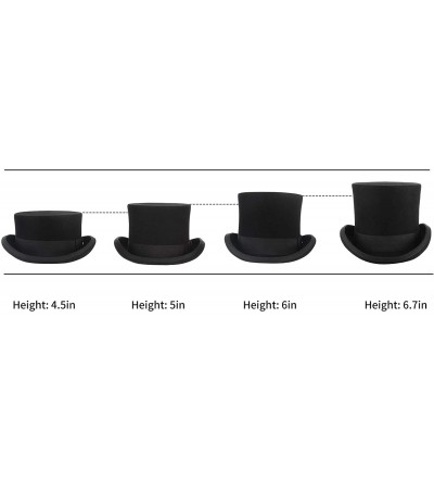 Fedoras 100% Wool Top Hat Men's Satin Lined Wool Felt Magic High Top Hat Party Costume Accessory - [Crown Height-4.5inch] - C...
