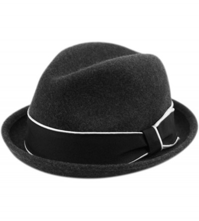 Fedoras Mens Crushable Wool Felt Porkpie Fedora Hats - He11charcoal - CH18LI68IZ3 $31.55