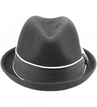 Fedoras Mens Crushable Wool Felt Porkpie Fedora Hats - He11charcoal - CH18LI68IZ3 $31.55