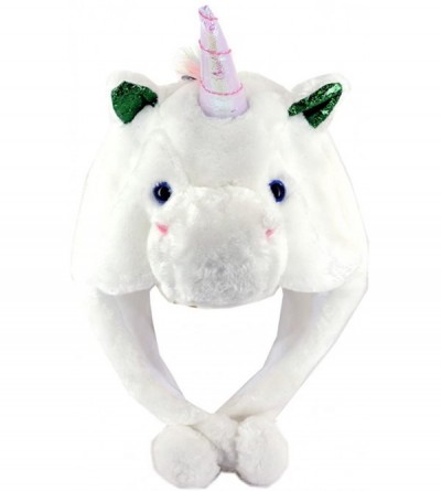 Skullies & Beanies Plush Soft Animal Beanie Hat Halloween Cute Soft Warm Toddler to Teen - Unicorn Silver Horn - CI18GENORLQ ...