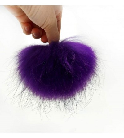 Skullies & Beanies 5" Real Raccoon Fur Pom Pom with Press Snap Button for Knitted Hat Beanie Hats (Dark Purple) - Dark Purple...