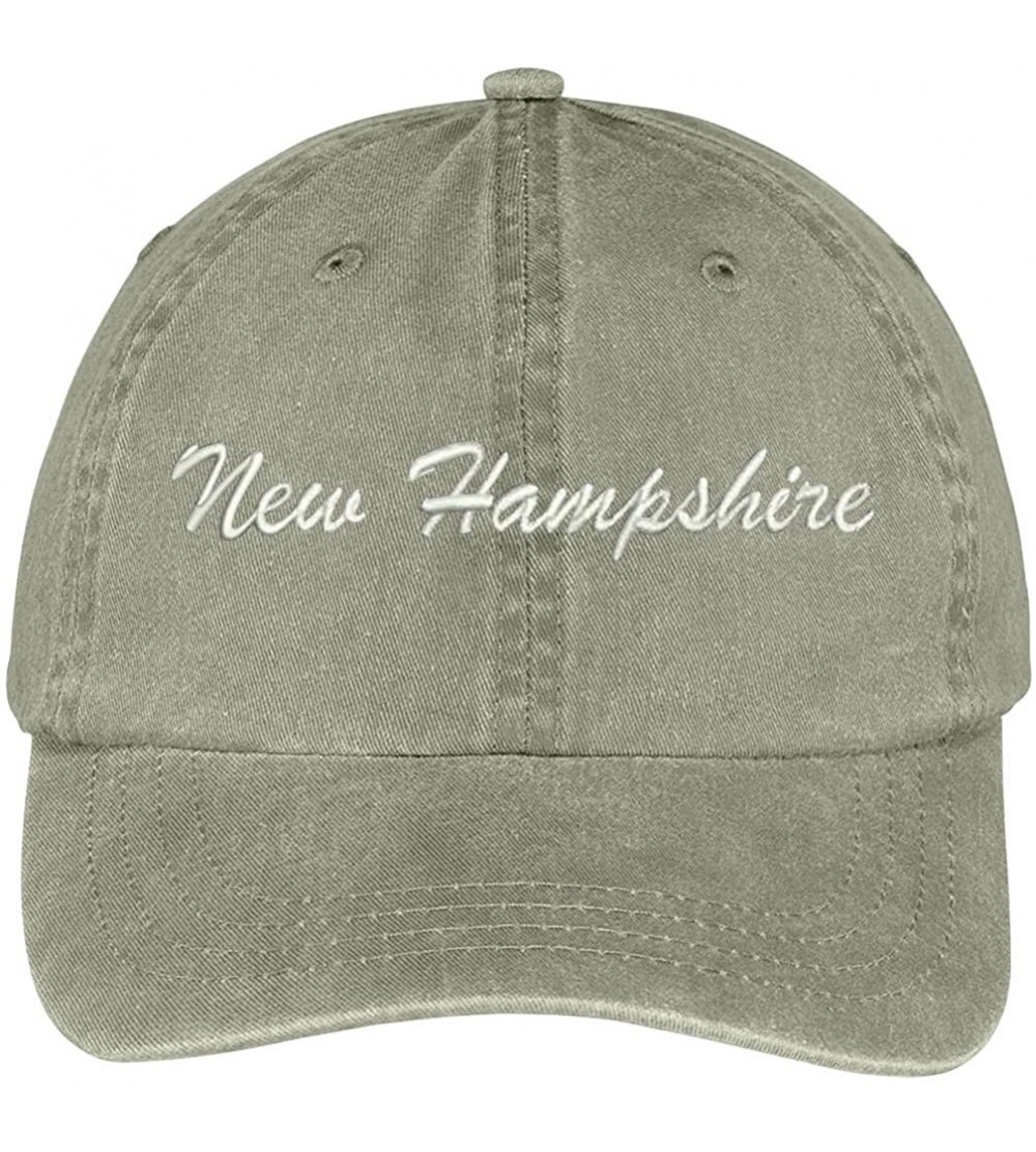 Baseball Caps New Hampshire State Embroidered Low Profile Adjustable Cotton Cap - Khaki - C012IZJX2YF $15.96