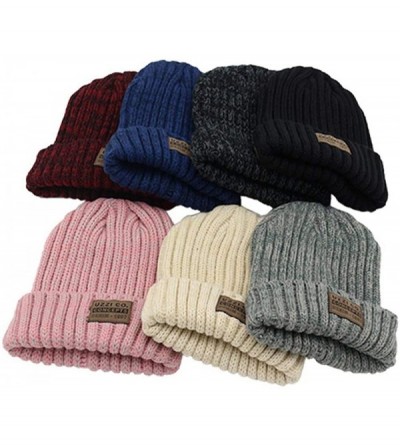 Skullies & Beanies Unique Winter Warm Beanie Hat Mens Knitting Baggy Slouchy Cable Skull Cap Thick Knit Cuff Ski Cap for Men ...
