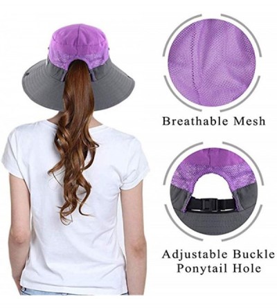 Sun Hats Women's Outdoor UV Protection Foldable Mesh Wide Brim Beach Fishing Hat - Purple for Kid - CE18SQEH7UR $13.31