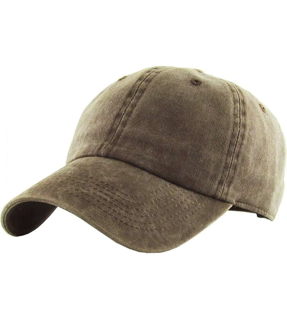 Skullies & Beanies Classic Washed Pigment Cotton Dad Hat Adjustable Unconstructed Plain Cap - 3- Chestnut Brown - C618GDZ896E...