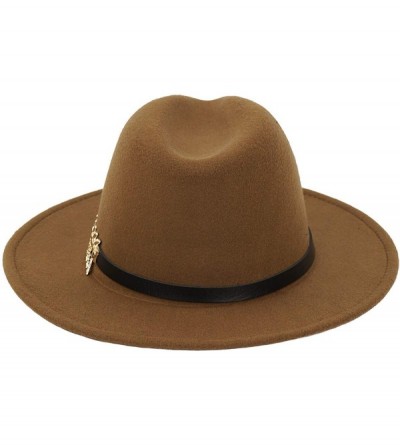 Fedoras Women Fedora Hat Simple Metal Belt Buckle Panama Hat Vintage Jazz Cap - Brown - CZ18KH4ZS9M $12.66