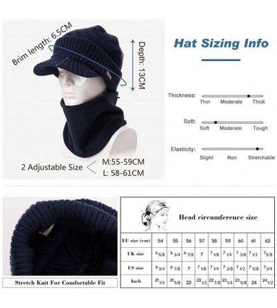Newsboy Caps Unisex Knit Beanie Visor Cap Winter Hat Fleece Neck Scarf Set Ski Face Mask 55-61cm - 69311-grey Set - CO18KMEZQ...