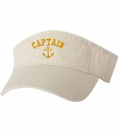Visors Adult Captain with Anchor Embroidered Visor Dad Hat - Stone - CD184IIWI8G $25.31