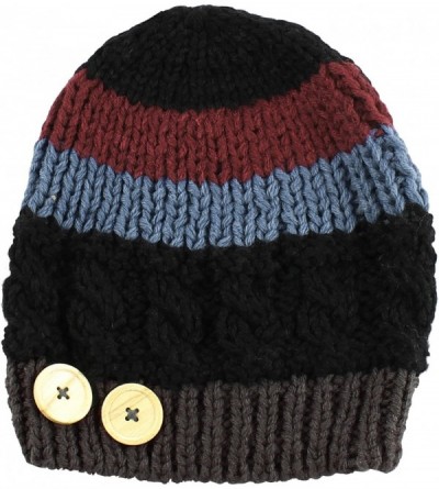 Skullies & Beanies Multi Color Stripe Corduroy Knit Slouchy Handmade Beanie Winter Ski Warm Hat - Black - CI11SKQBFW5 $9.40
