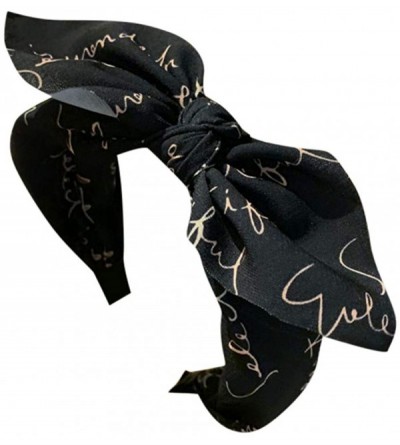 Headbands Women Headband Bowknot Printed Cross Tie Hairband Head Wrap Accessories - Black - CS18XW8AOKD $6.73