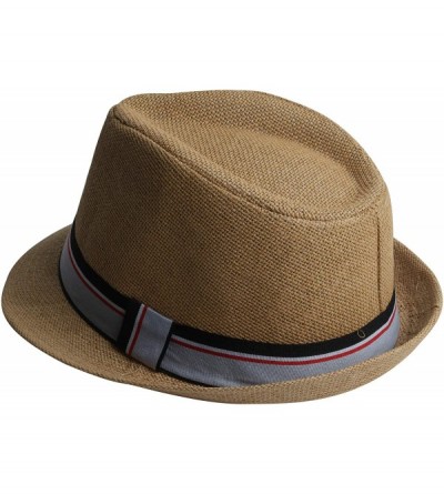 Fedoras Fedora Hats for Men & Women Tribly Short Brim Summer Paper - 04 - Khaki - CY18W4ZXYCN $9.67