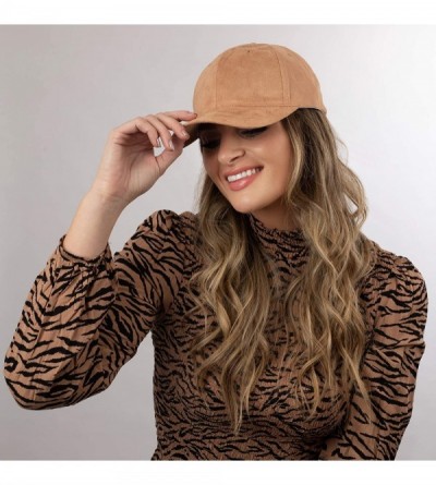 Baseball Caps Unisex One Size Fits Most Fashion Trend Fabric Adjustable Baseball Cap - Tan Suede - CK18ZTUHRTR $14.58
