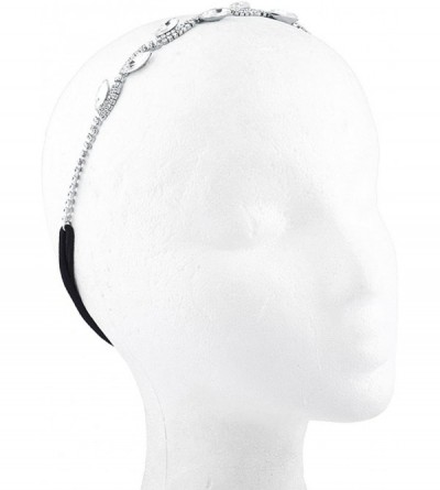 Headbands Floral Crystal Pave Queen Bridal Bridesmaid Flower Girl Stretch Headband - Flower Stone - CN17YHOXCUG $8.75