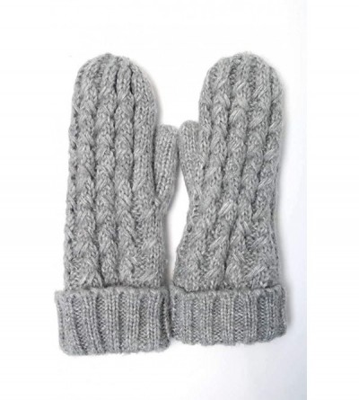 Skullies & Beanies Winter Womens Girls Pom Pom Knit Beanie Hat and fleece Gloves 2P Set - Gray - C618H34HU50 $15.16