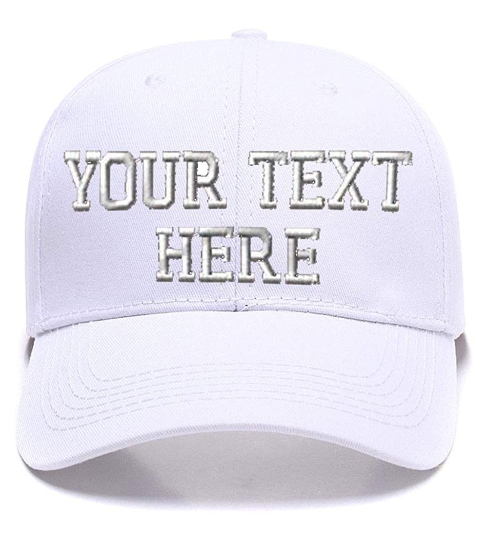 Baseball Caps DIY Embroidered Baseball Hat-Custom Personalized Trucker Cap-Add Text(Single Or Double Line) - White - C118GAXE...