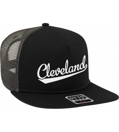 Baseball Caps Cleveland Script Baseball Font Snapback Trucker Hat - Black/Charcoal Grey - CD18DRC9GI9 $15.98