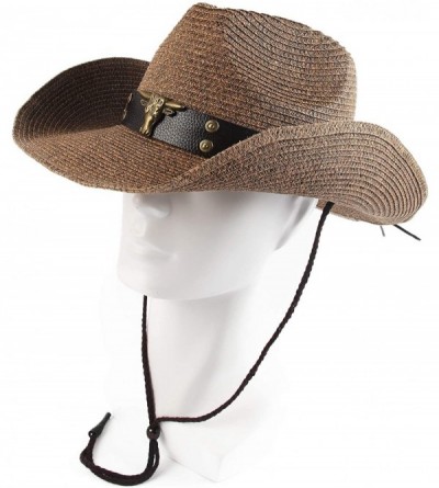 Cowboy Hats Adult Sun Straw Western Cowboy Hat Colored - Ox - CI18QXWHGC3 $19.61