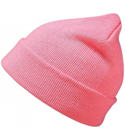 Skullies & Beanies Slouchy Winter Hats Knitted Beanie Caps Soft Warm Ski Hat - Pink - CC18WQT9MR8 $10.41